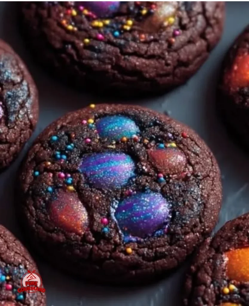 Galactic chocolate cookies in a cosmic theme, perfect for adventurous baking.