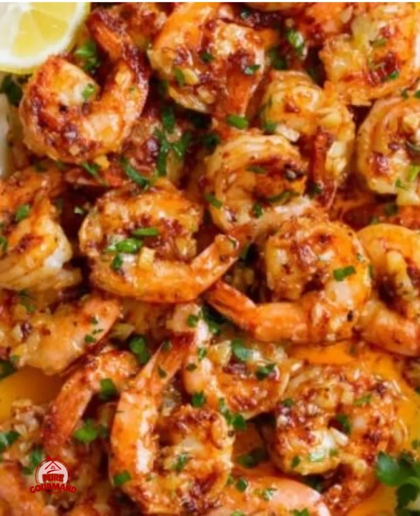 Delicious garlic shrimp dish served with herbs and spices