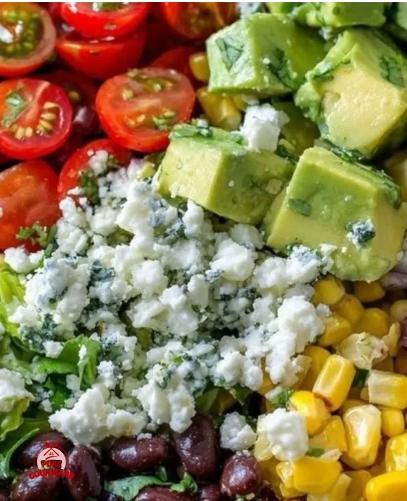 Colorful Mexican Chopped Salad with fresh vegetables and dressing.