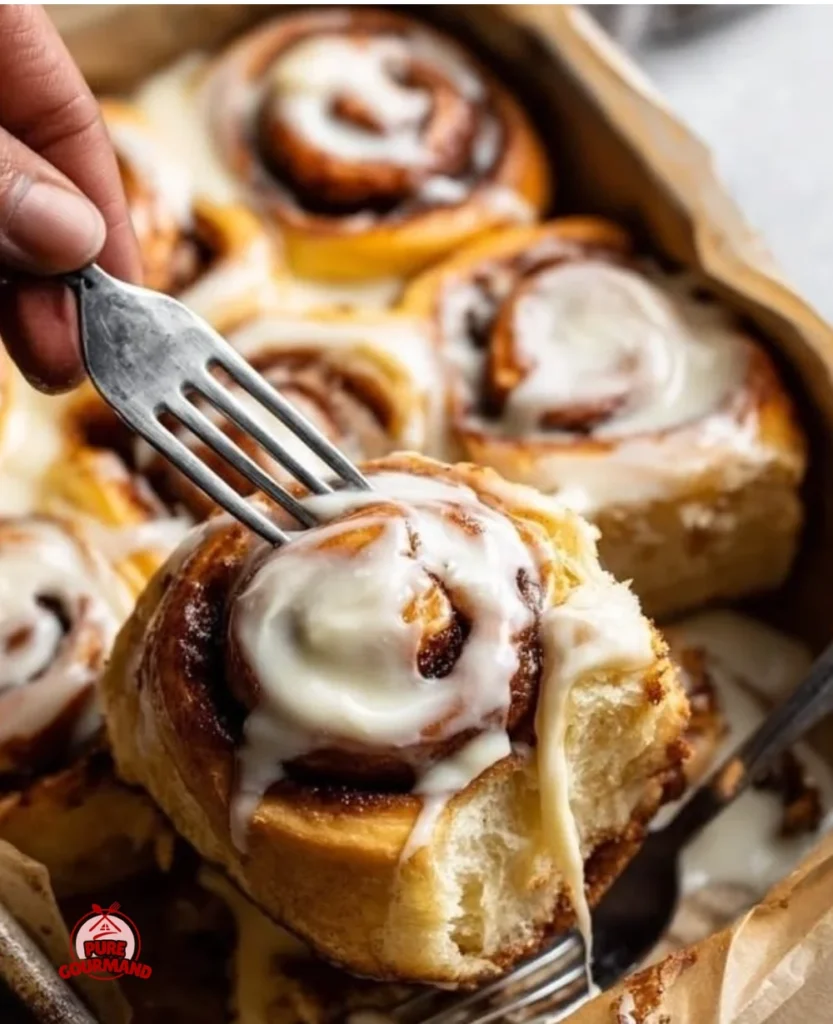 Delicious healthy Cinnabon copycat cinnamon rolls fresh out of the oven.
