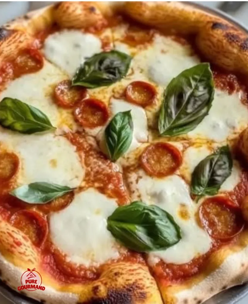 Delicious homemade pizza topped with fresh ingredients and cheese