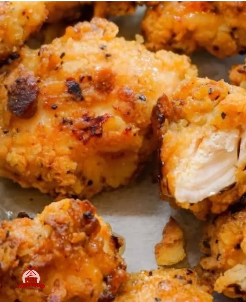 Delicious Honey Butter Chicken Nuggets served with a side of dipping sauce