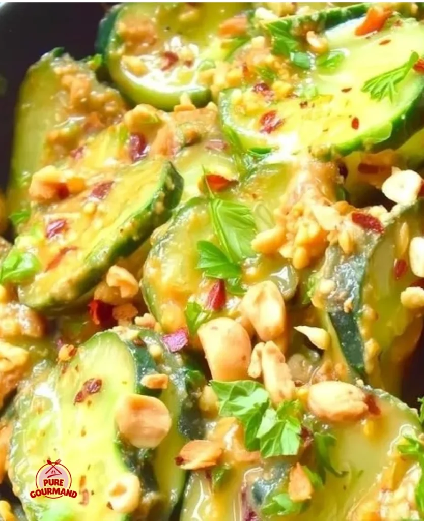 Delicious Spicy Peanut Cucumber salad with vibrant ingredients