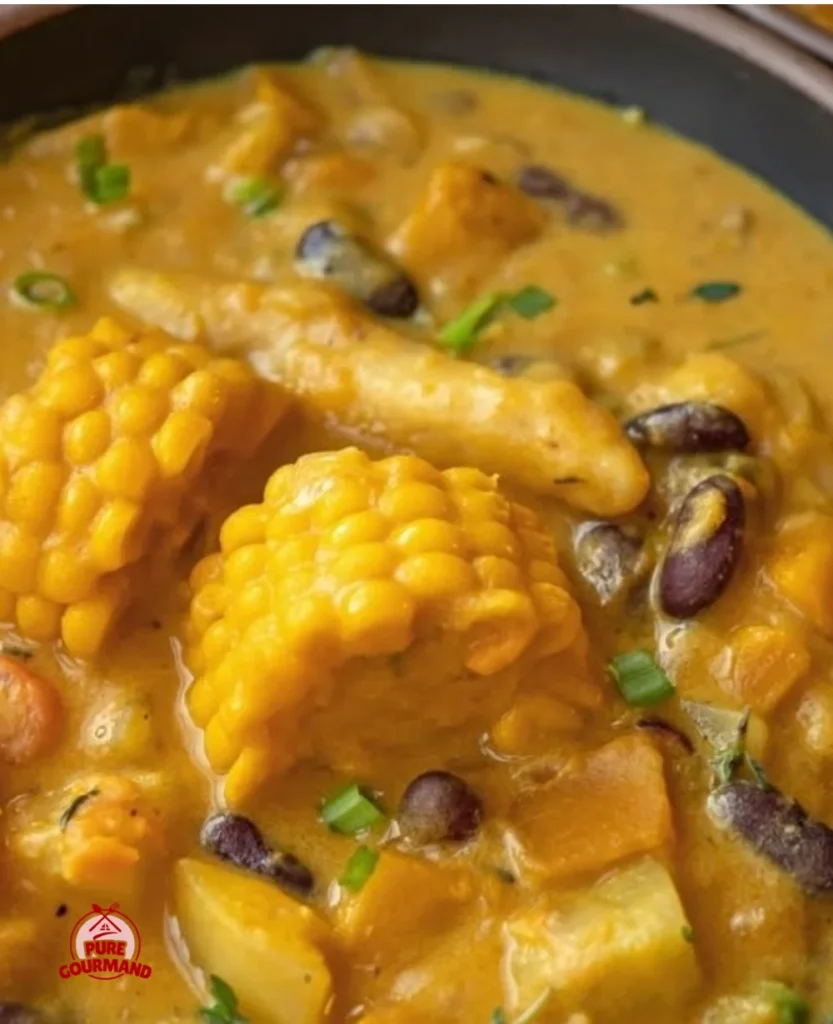 A colorful bowl of Ital Stew filled with vegetables and spices