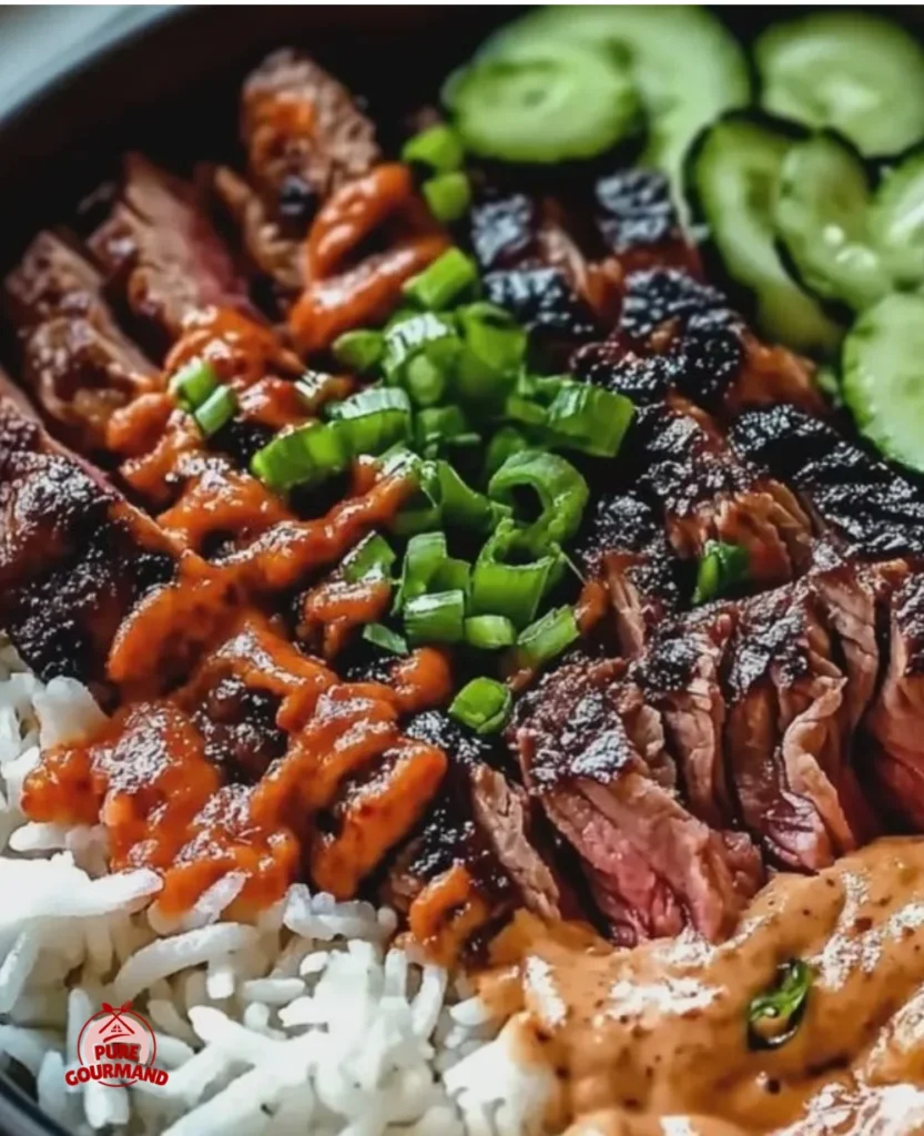 Delicious Korean BBQ Steak Bowl with tender steak and smoky marinade