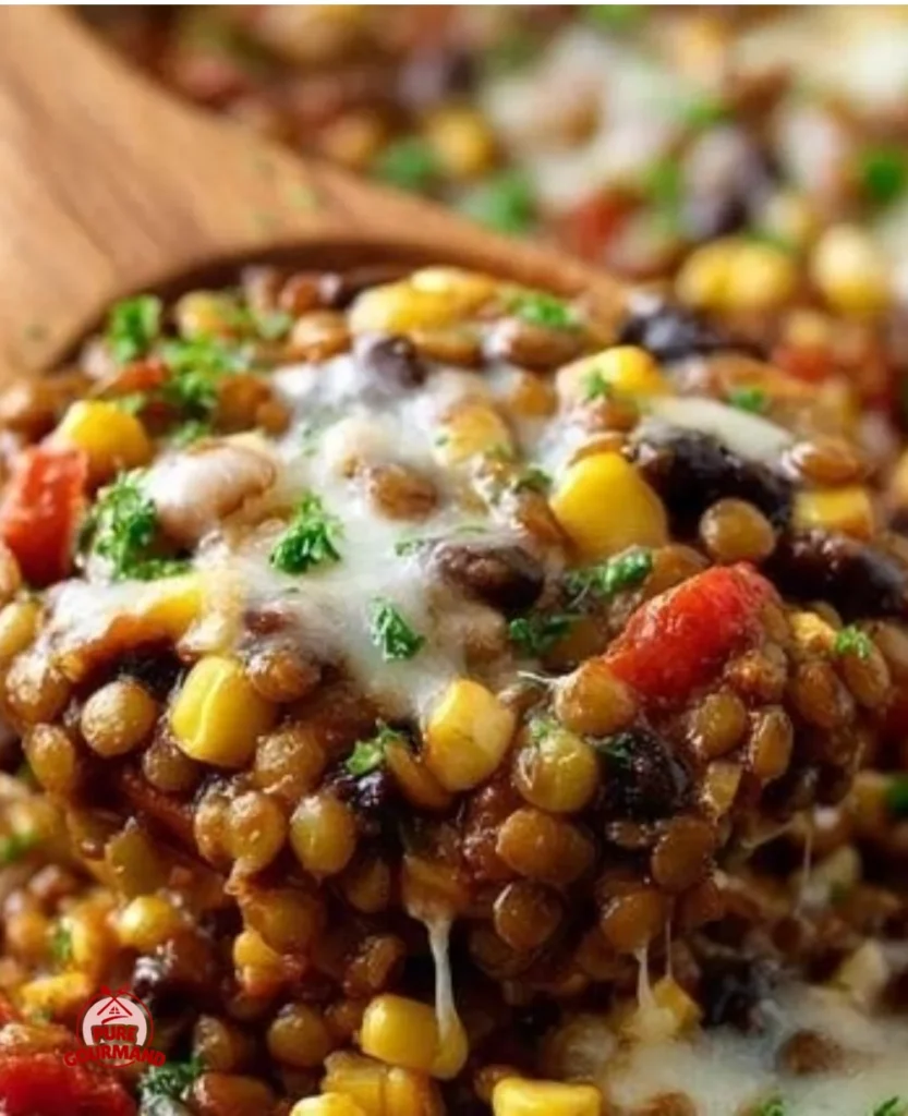 Mexican-Spiced Lentil Bowl filled with vibrant ingredients and spices.