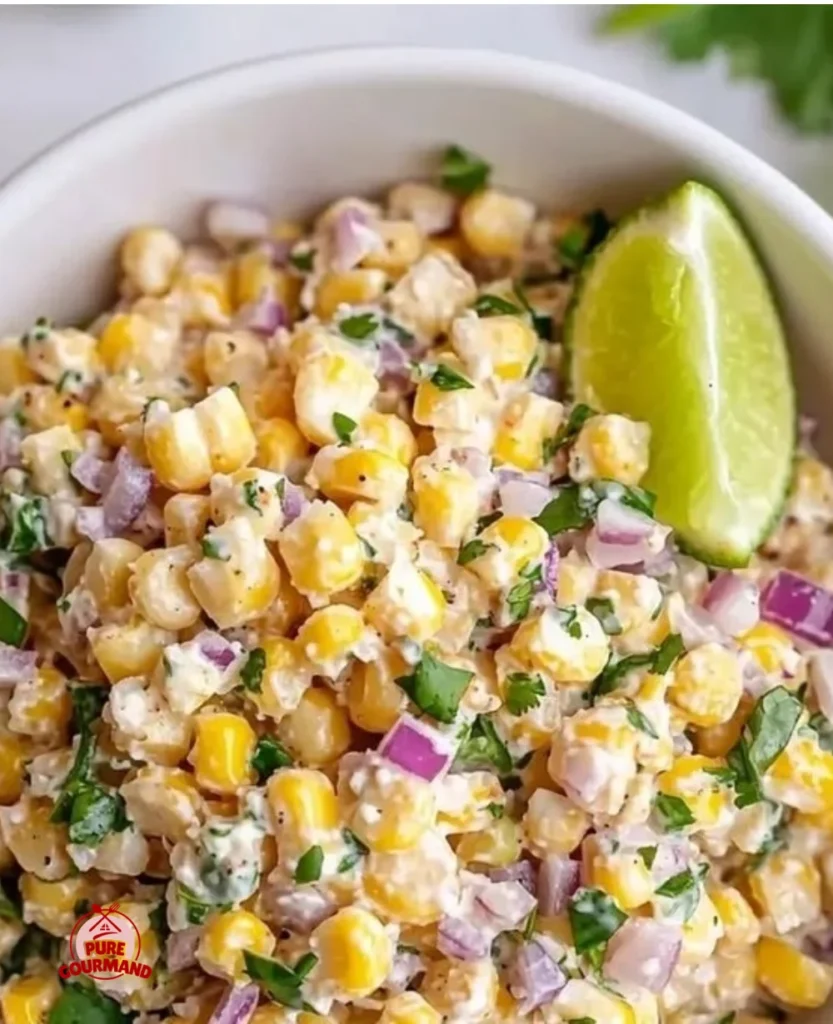 Nutritious street corn salad with Greek yogurt topping