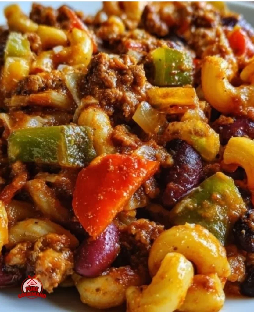 One Pot Vegetarian Chili Mac served in a bowl, showcasing creamy texture and vibrant colors.
