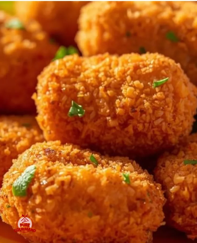 Crispy panko chicken nuggets served with dipping sauce on a plate