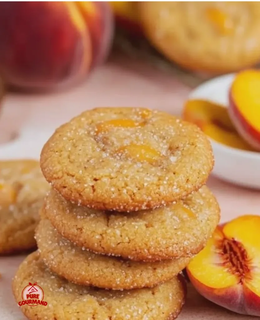Freshly baked peach cookies with a golden crust and fruity filling