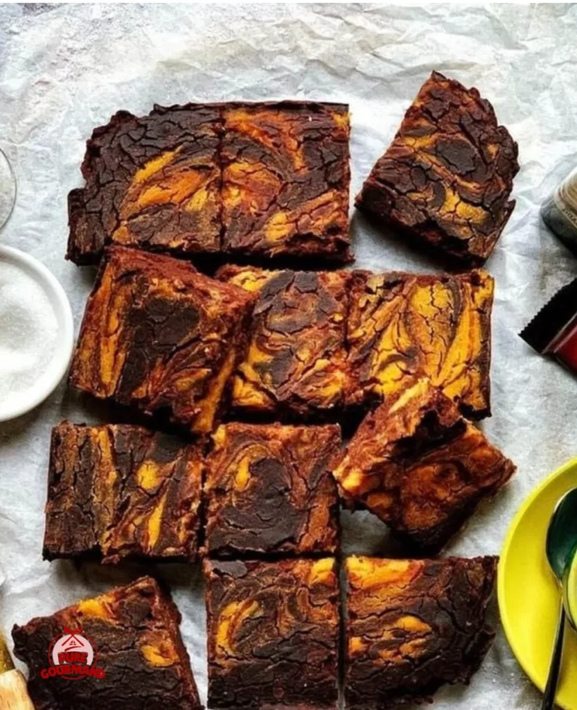 Delicious Pumpkin Chocolate Brownies on a plate
