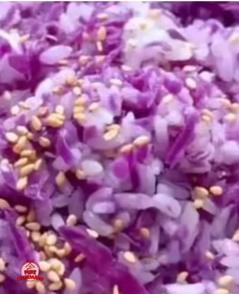Vibrant Purple Cabbage Rice Bowl with fresh vegetables and grains