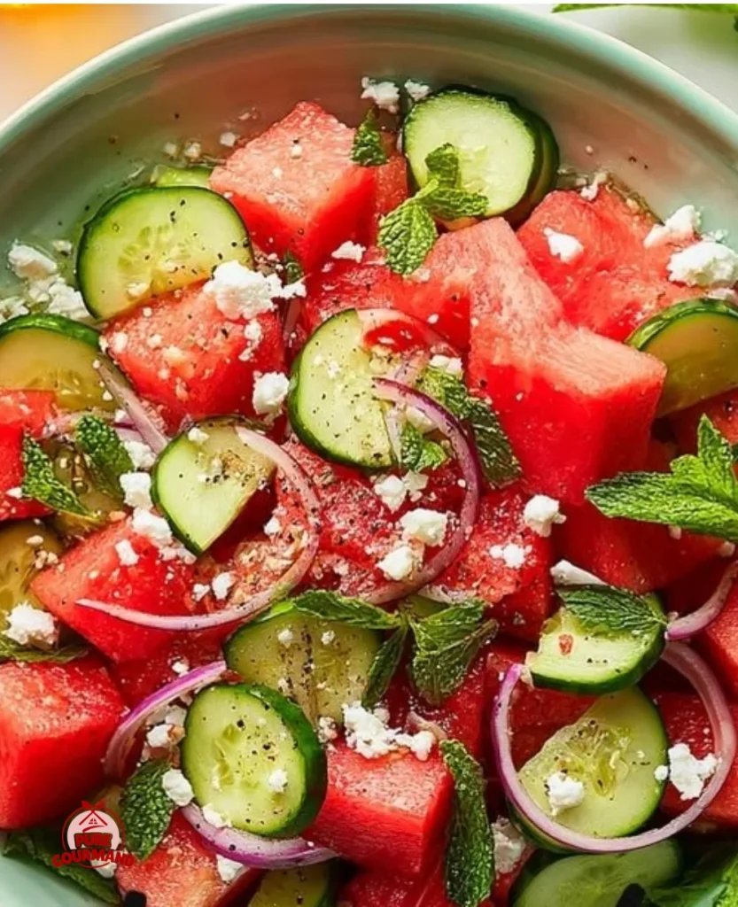 Quick and colorful watermelon salad with fresh ingredients for a summer meal