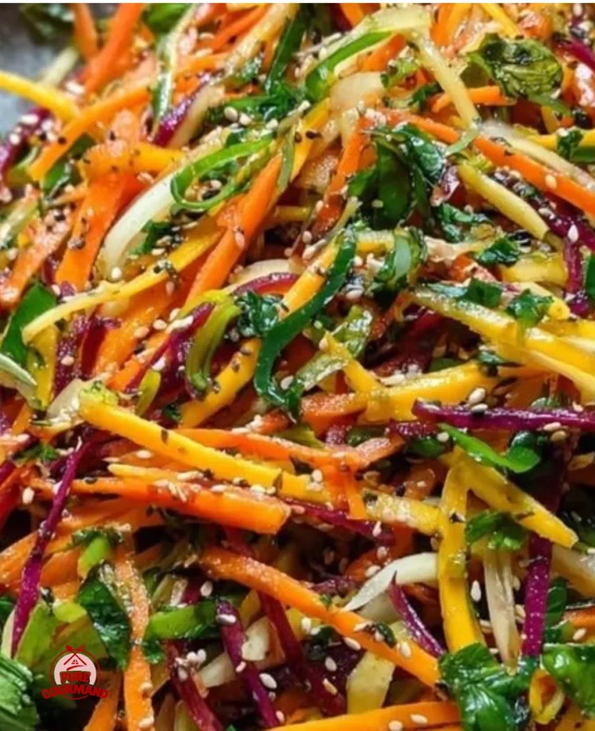 Radiant Rainbow Carrot Sesame Salad showcasing colorful carrots and sesame seeds