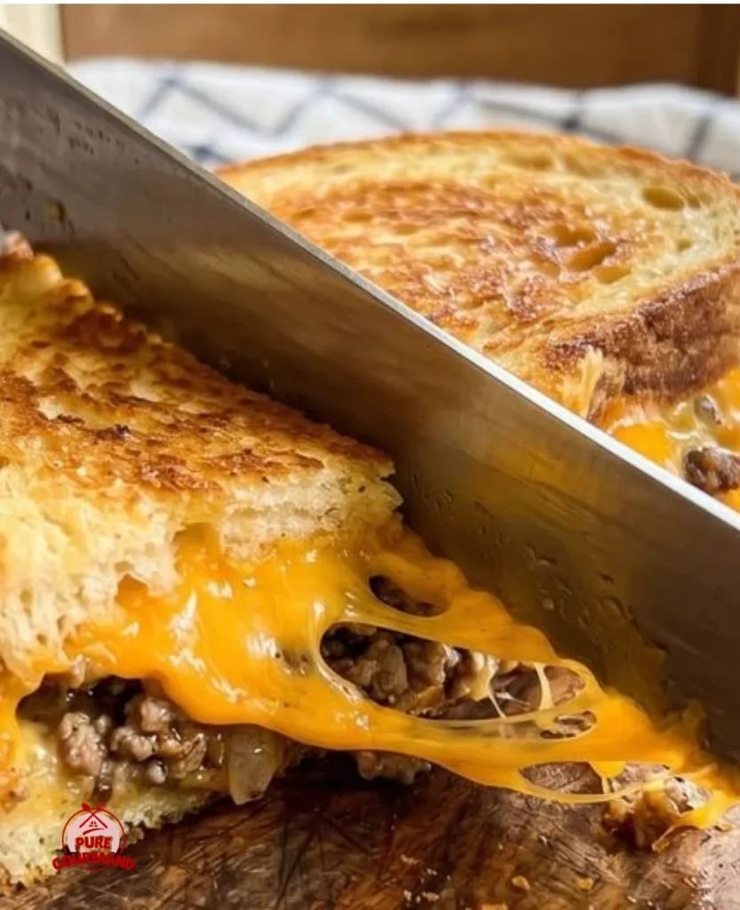 Savory beef and cheese sandwich served with fresh toppings
