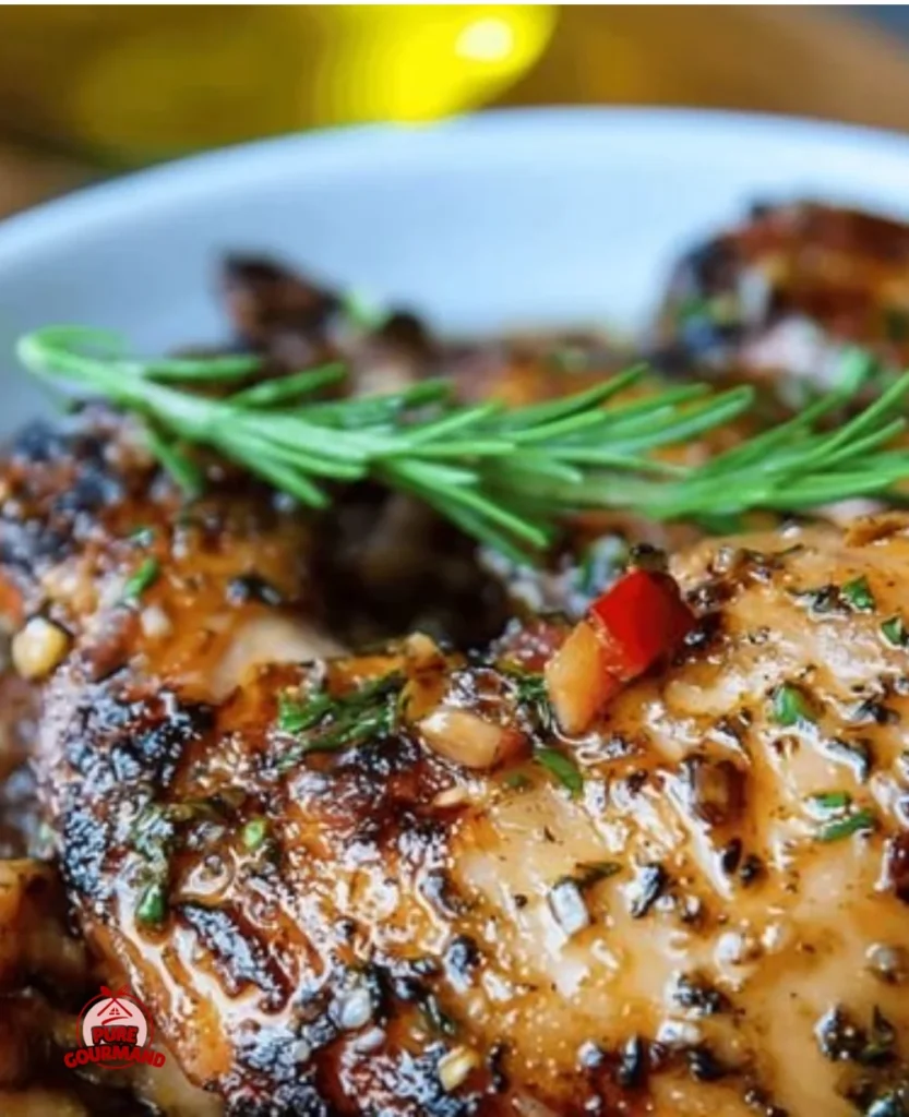 Marinated chicken ready for grilling with a flavorful marinade mix