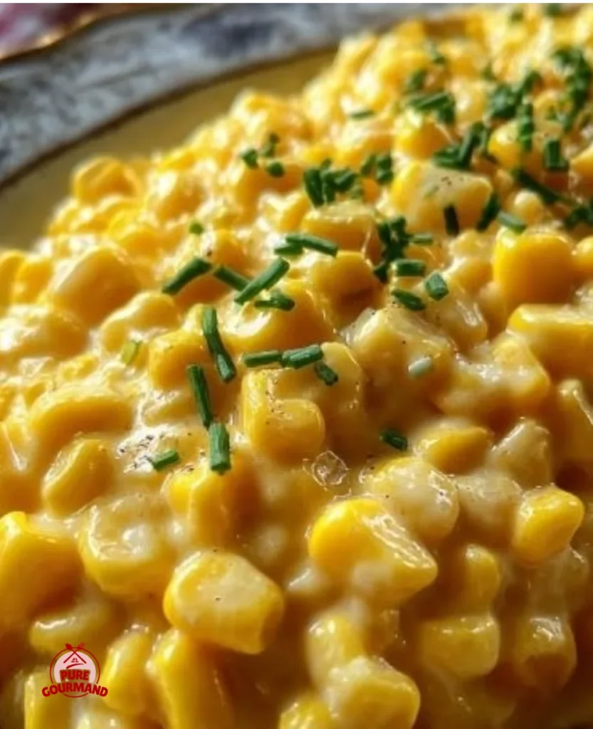 A bowl of Southern-Style Creamed Corn garnished with herbs.