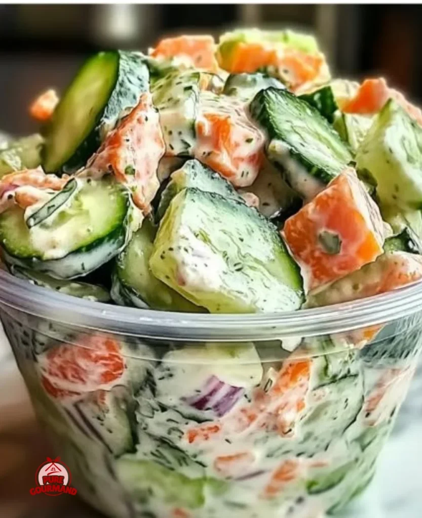 Delicious and refreshing Sushi Cucumber Salad with sliced cucumbers and dressing