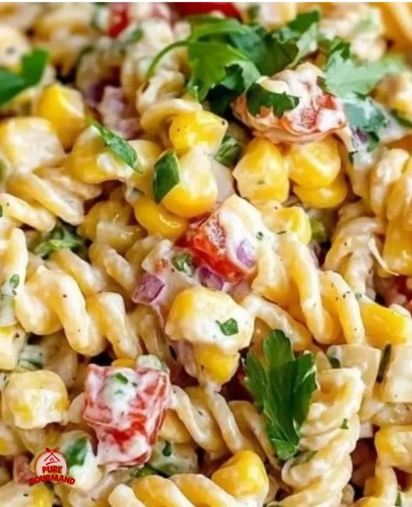 Delicious Ultimate Street Corn Pasta Salad served in a bowl