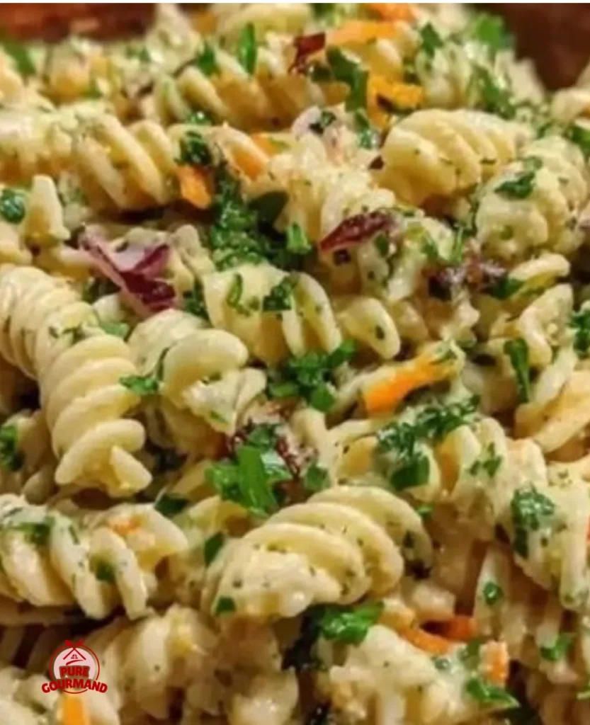 Vegan Crack Pasta Salad with vibrant veggies and creamy dressing