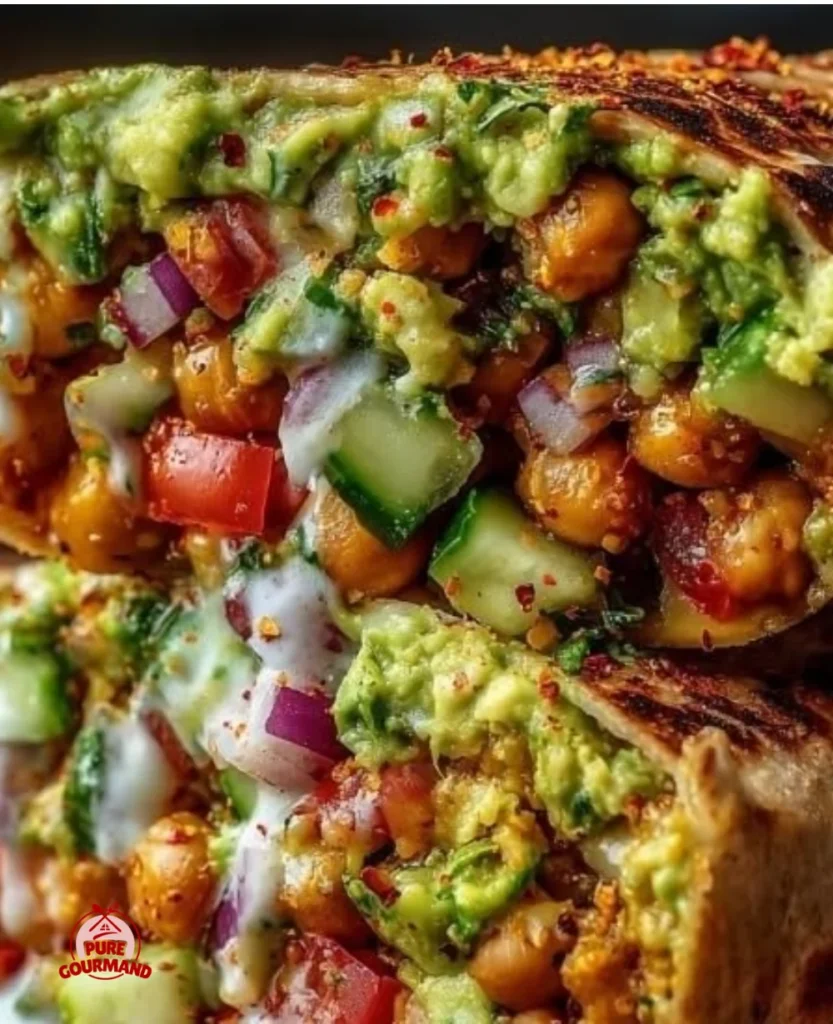 Colorful vegan vegetable wraps filled with fresh vegetables and vibrant flavors