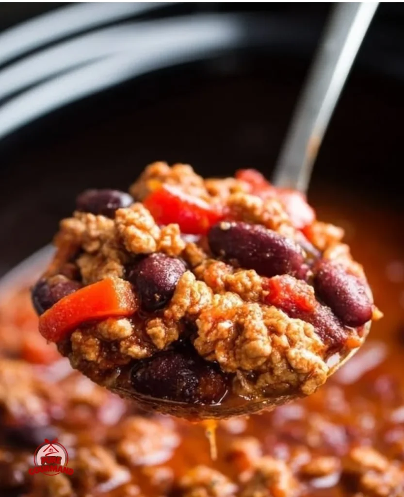 Bowl of healthy Weight Watchers Crock Pot Turkey Chili with toppings.