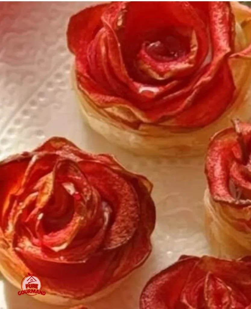 Delicious Apple Rose Pastry with layers of apples and cinnamon in a flaky crust