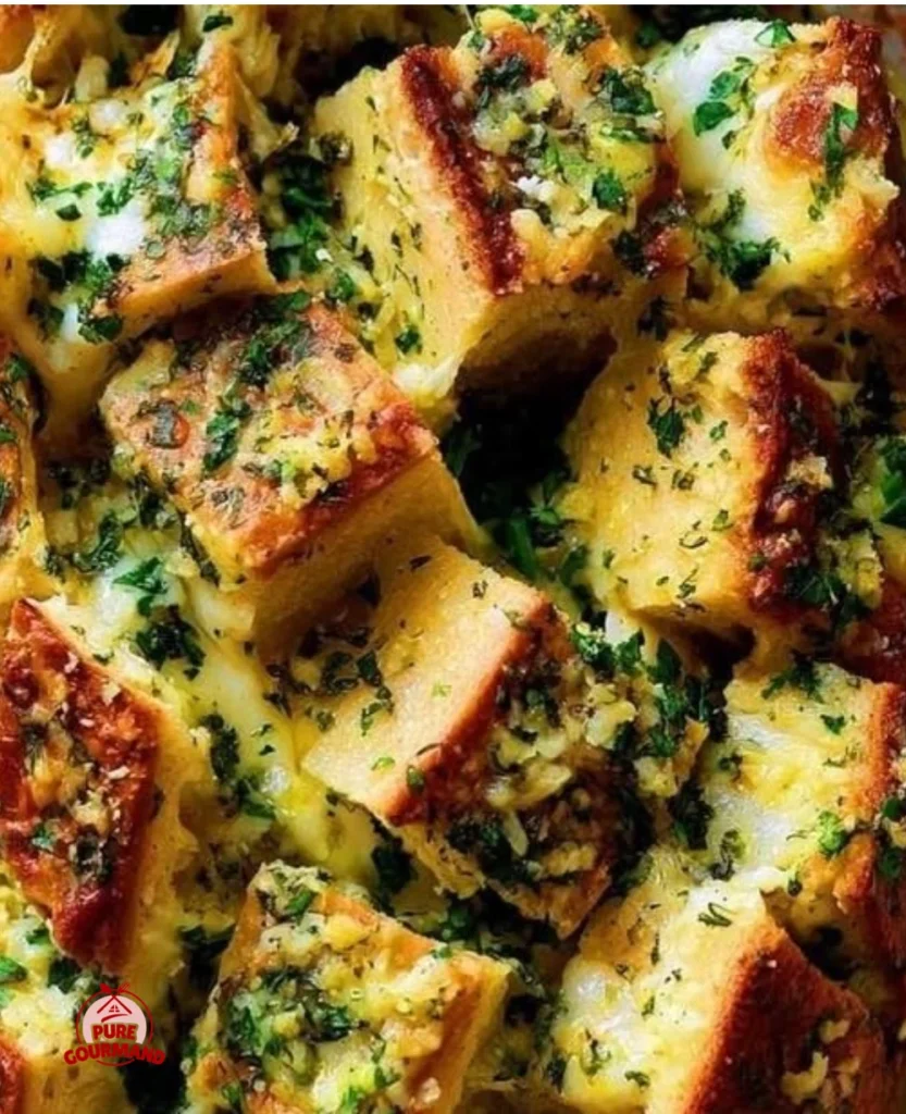 Delicious Cheesy Garlic Pull-Apart Bread served hot and cheesy
