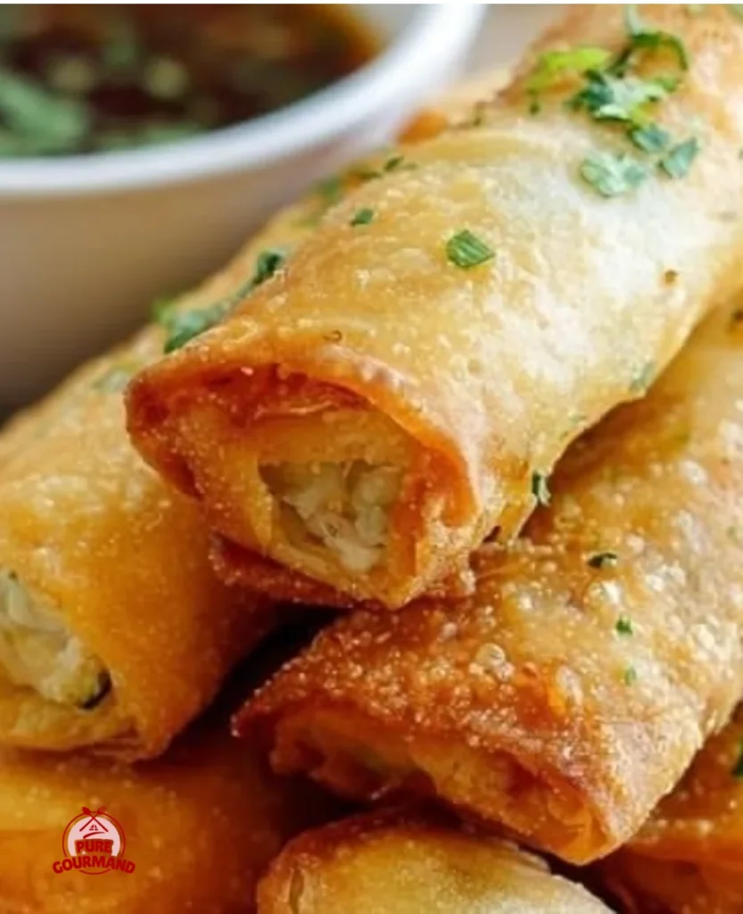 Crispy crab spring rolls served with dipping sauce