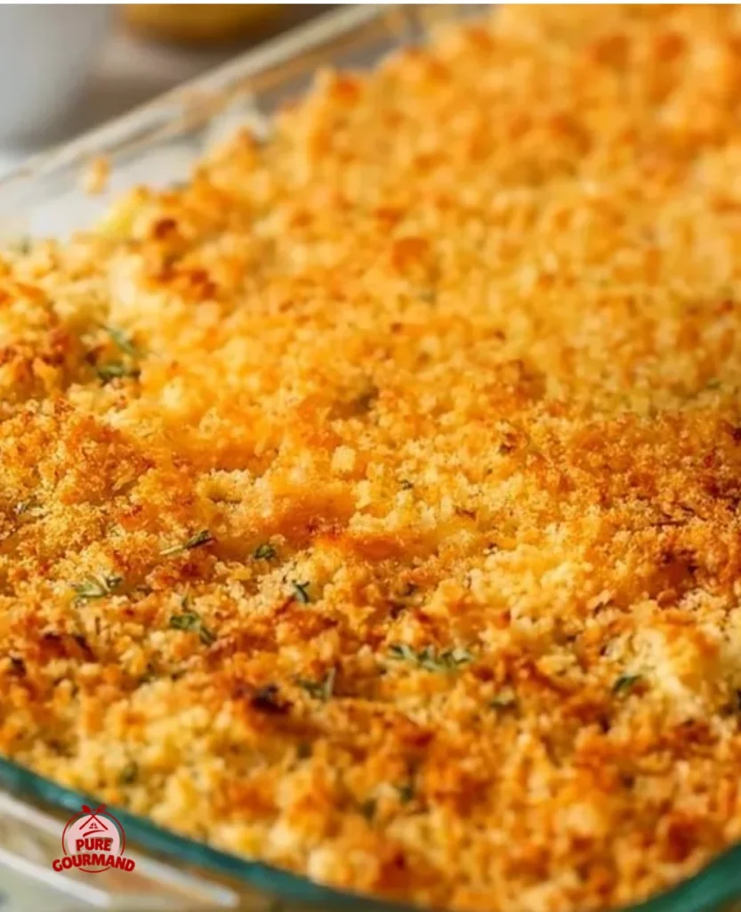 Creamy potato and shredded zucchini casserole baked dish