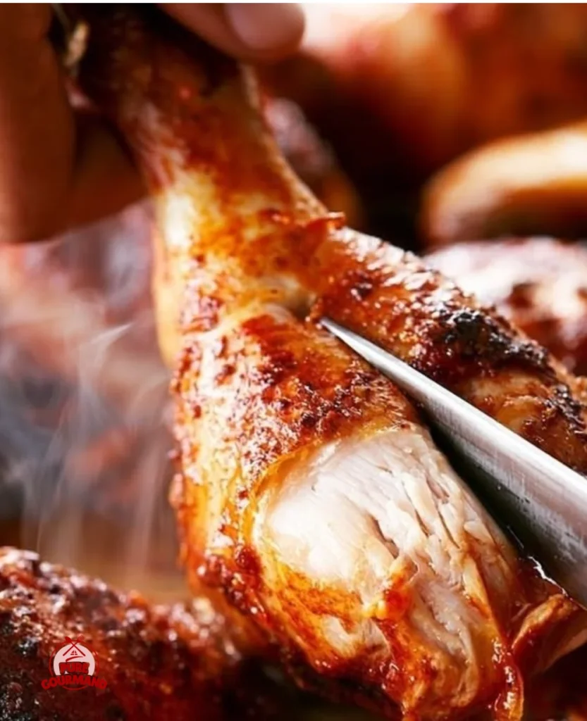 Crispy baked chicken legs garnished with herbs and served on a platter