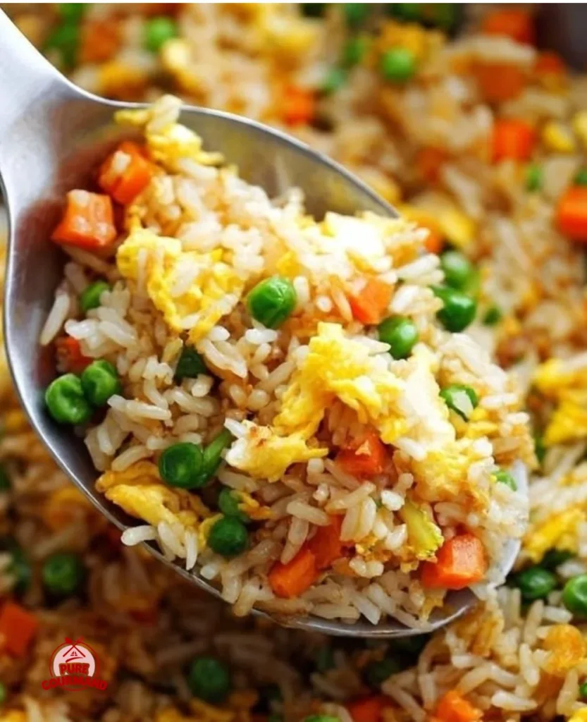 Golden Egg Fried Rice for Two with colorful vegetables in a bowl