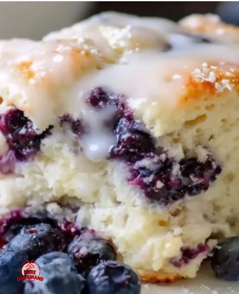 Delicious blueberry butter swim biscuits on a plate.