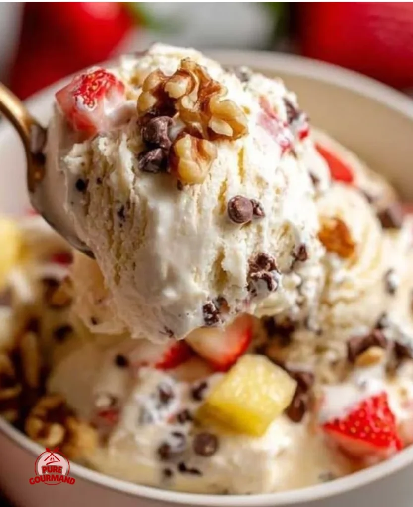 No Cook Helado de Banana Split with Fresh Fruits