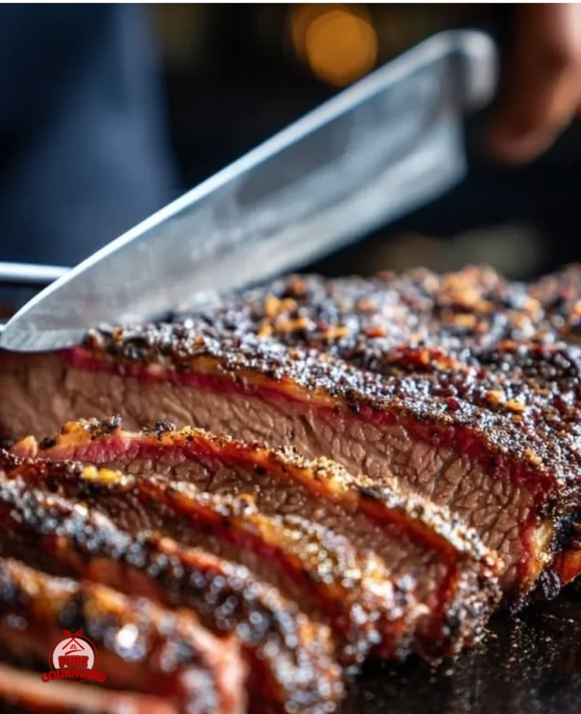Deliciously smoked brisket recipe prepared on a pellet grill, showcasing juicy perfection.