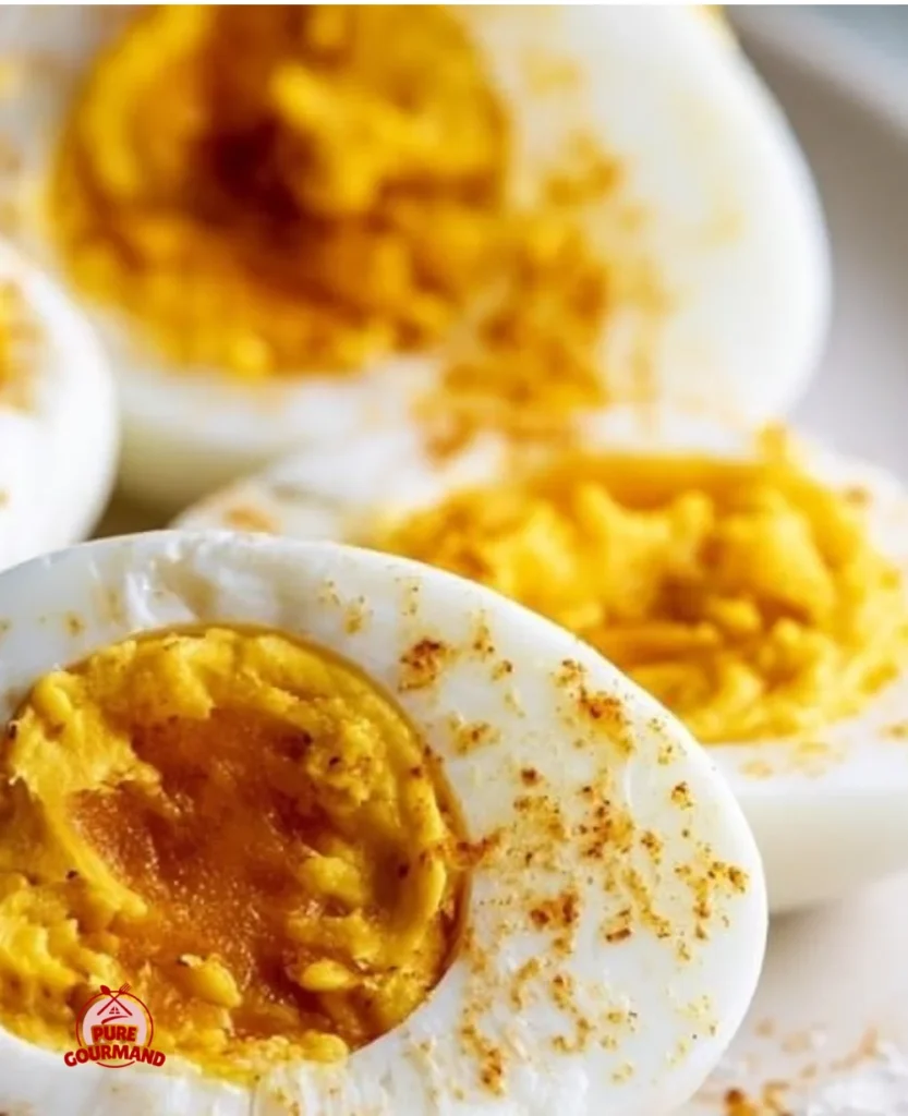Delicious smoked deviled eggs garnished and ready to serve