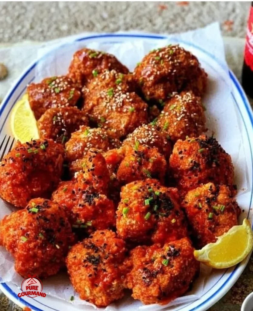 Crispy oven-baked BBQ cauliflower bites served on a plate