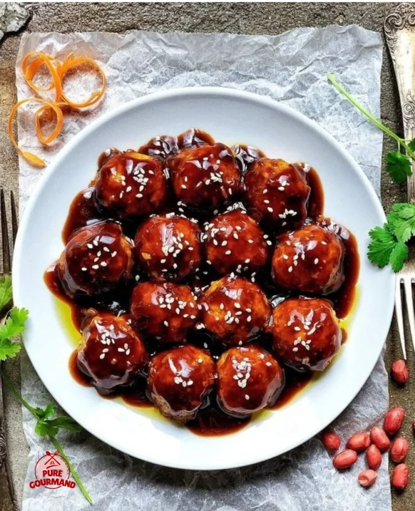 Sweet and Sour Peanut Balls recipe with peanut butter and tangy glaze