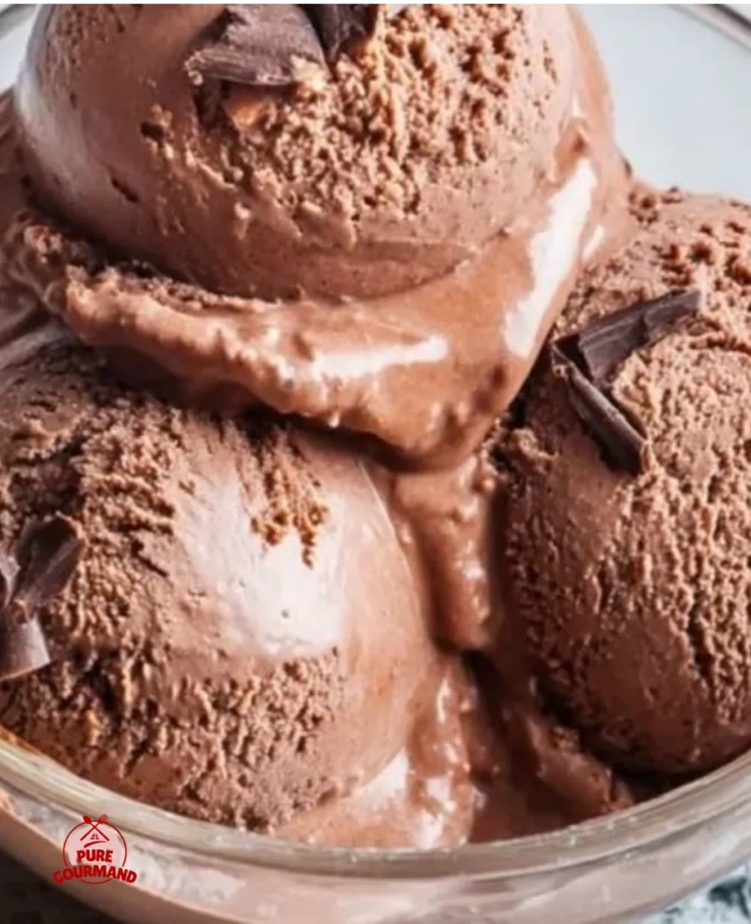 Delicious homemade chocolate frozen yogurt served in a bowl with toppings.