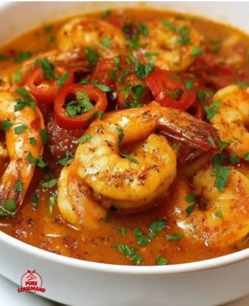 Plate of spicy voodoo shrimp served with garnish and side dishes
