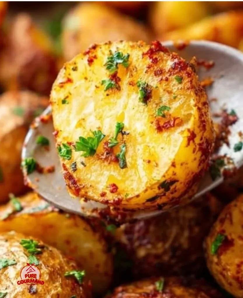 Plate of crispy air fryer potatoes with seasoning