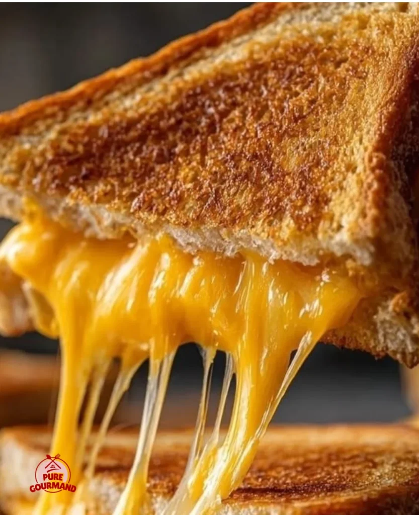 Ultimate gooey cheese sandwich with melted cheese and crispy bread