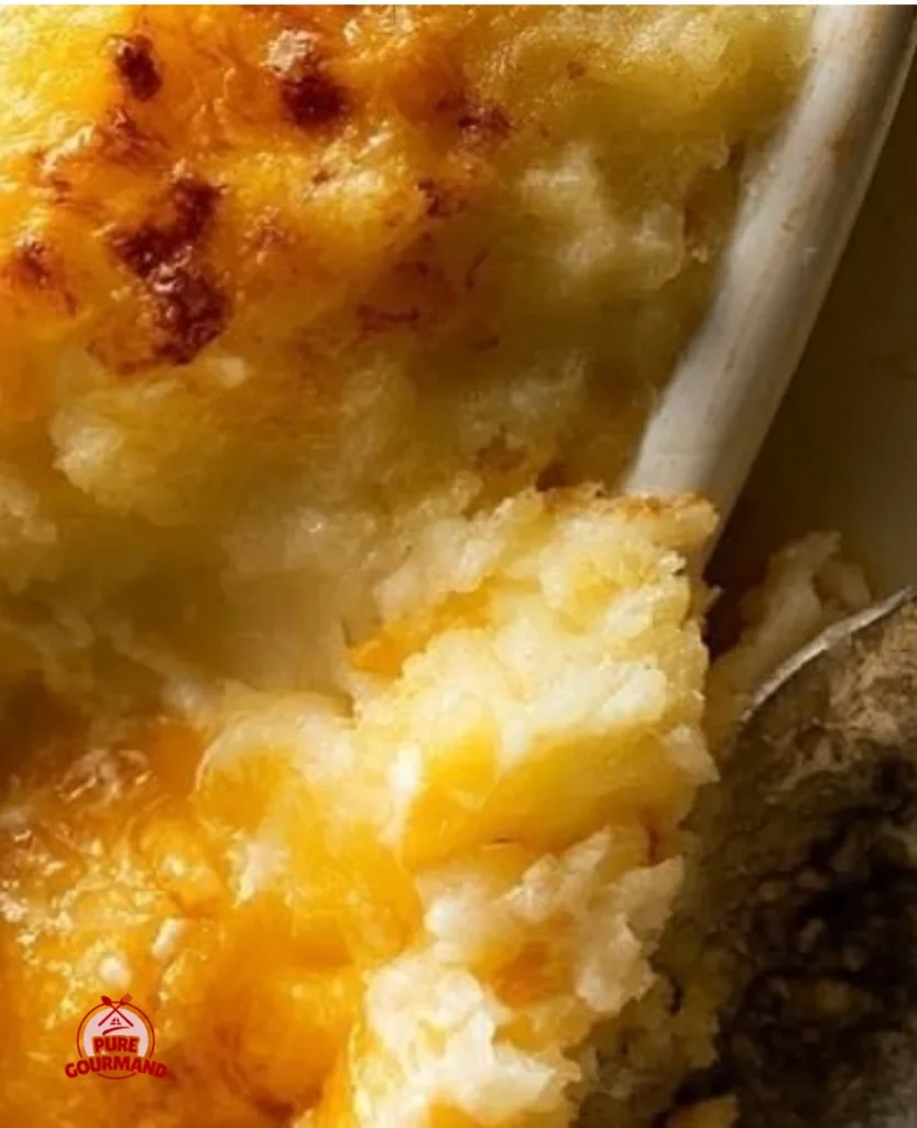 Deliciously creamy baked mashed potatoes topped with cheese