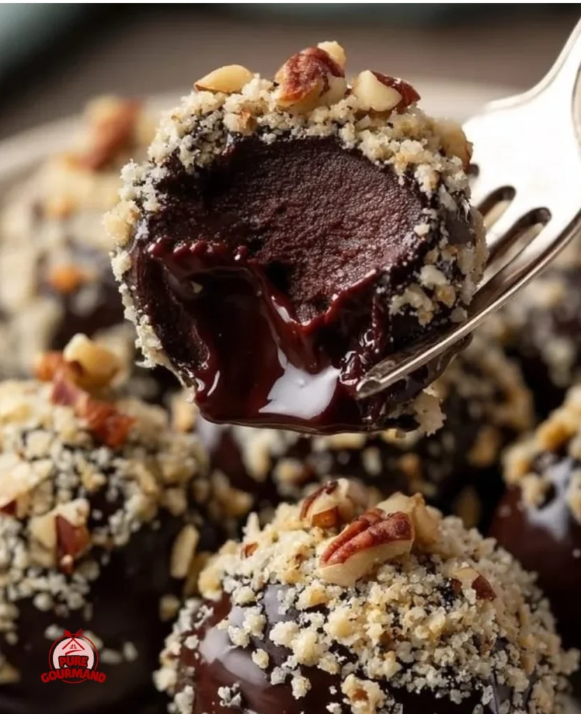 Delicious velvety chocolate truffles on a white plate